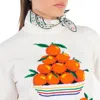 Casablanca Ladies Orange Silk Scarf In Fleur In White