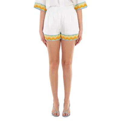 Casablanca Ladies White Afro Cubism Silk Shorts