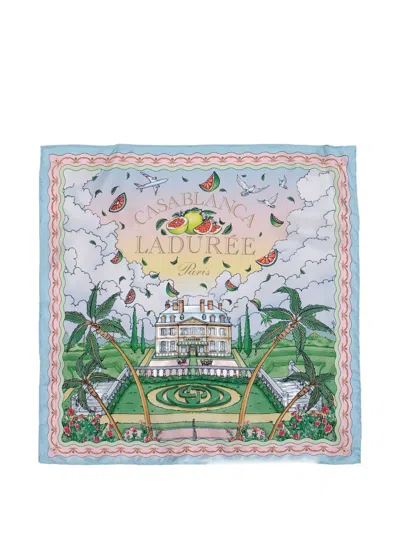 Casablanca Laduree-motif Silk Scarf In Multi