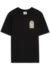 Casablanca Men Black Crewneck T-shirt With Logo Detail On The Front And Maxi Logo On The Rear In Cot In Black