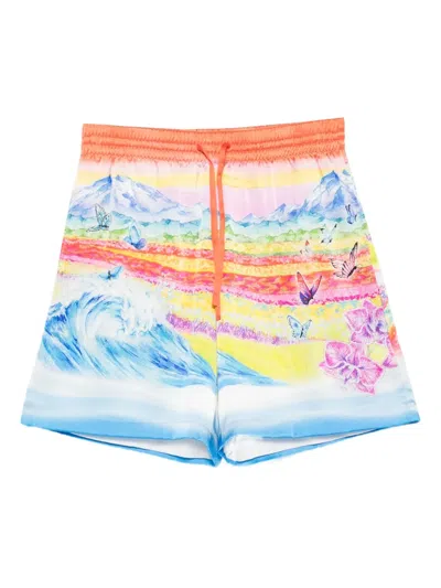 Casablanca Landscape-wave Print Shorts In Multi