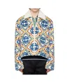 Casablanca Collared Faux Fur Jacket Olympic Diamond Monogram In Multicolor