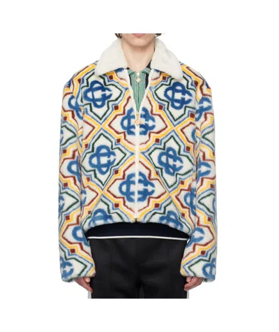 CASABLANCA COLLARED FAUX-FUR JACKET