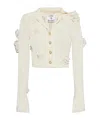 Casablanca Short Cardigan In Knitwear With Flowers In White