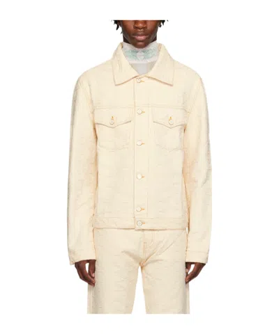 Casablanca Lapel Long-sleeved Denim Jacket In Nude