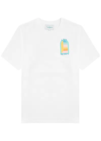 Casablanca L'arc Coloure Logo-print Organic Cotton-jersey T-shirt In White