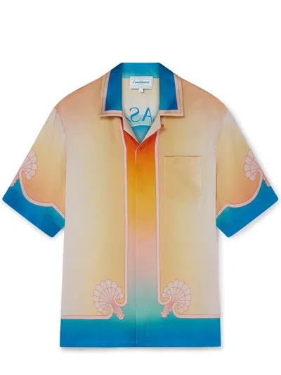 Casablanca L'arc Colore Shirt Men Multicolor In Silk In Blue