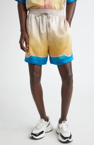 Casablanca "colorful Silk Bermuda Shorts Set In Neutro