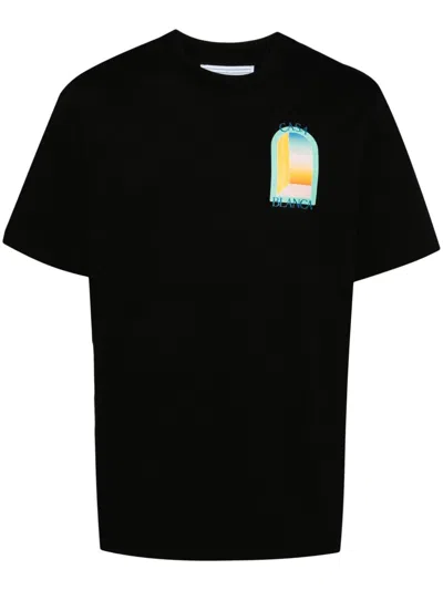 Casablanca Brand-print Organic Cotton-jersey T-shirt In Black
