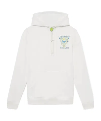 Casablanca Tennis Club Logo-print Hooded Cotton Sweatshirt In White