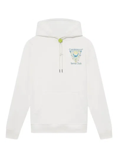 Casablanca Tennis Club Logo-print Hooded Cotton Sweatshirt In White