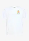 Casablanca White Graphic Print Ribbed Crewneck T-shirt In Multi