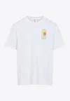 Casablanca White Graphic Print Ribbed Crewneck T-shirt In White