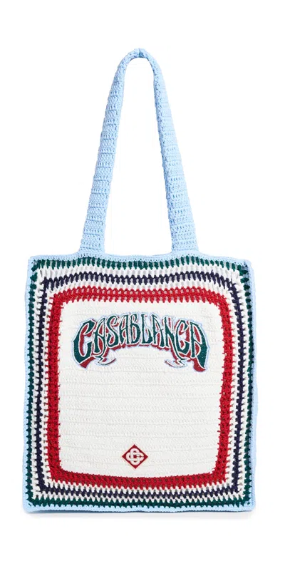 Casablanca Large Crochet Bag White Multi