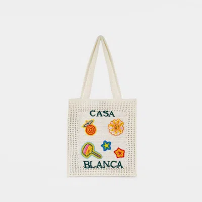 Casablanca Large Crochet Shopper Bag In White