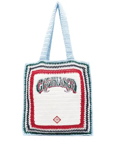 Casablanca Large Crochet Tote Bag In White