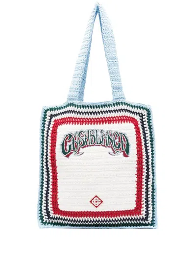 Casablanca Large Crochet Tote Bag In White