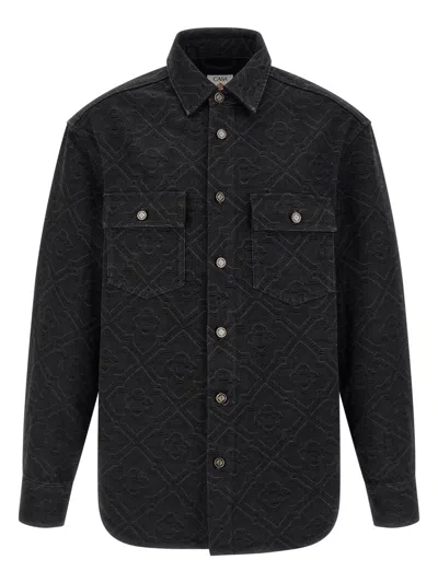 Casablanca Laser Long-sleeve Denim Shirt In Black