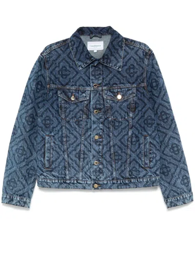 Casablanca Laser Monogram Denim Jacket In Blue