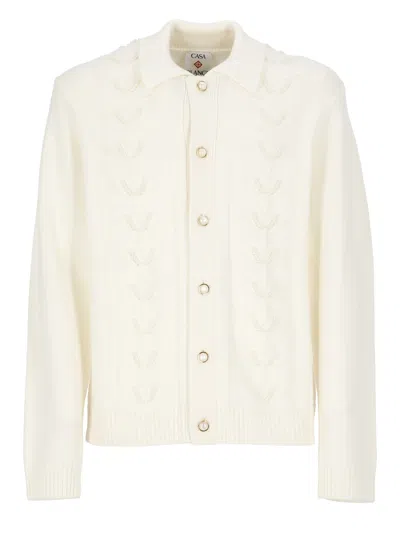 Casablanca Laurel Wool Cardigan In Neutrals