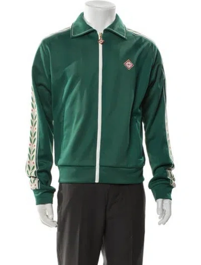 Pre-owned Casablanca Laurel Graphic Print Bomber Jacket In Green