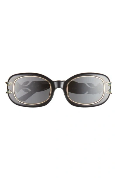 Casablanca Laurel Oval Sunglasses In Black