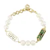 Casablanca Pearl Accented Brass Bracelet Logo In Gold
