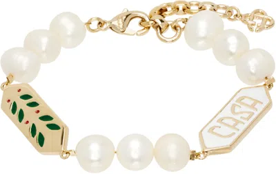 Casablanca Laurel Pearl Bracelet In Gold