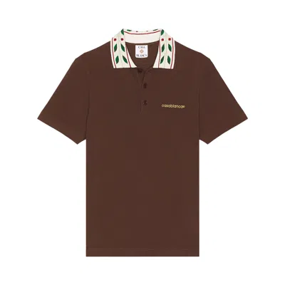 Pre-owned Casablanca Laurel Pique Polo 'brown' | Men's Size L