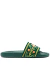 Casablanca Embroidered Terry-cloth Slides In Green In Green