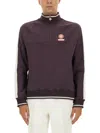 Casablanca Bordeaux Sweatshirt With Half Zip And Logo In Black