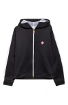 Casablanca Laurel Tape Hooded Scuba Jersey Track Jacket In Black