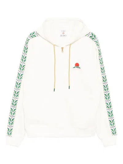 Casablanca Laurel Tape Pocket Zip Hoodie Jacket In White