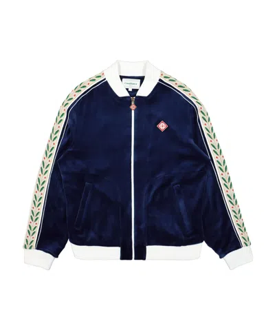 Casablanca Laurel Velour Track Jacket In Black