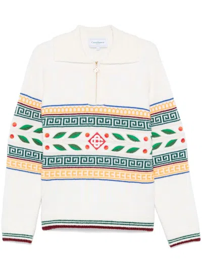 Casablanca White Laurel Olympique Jumper