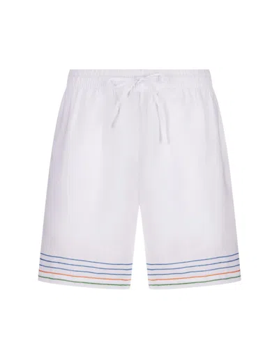 Casablanca Le Fil De La Musique Linen Shorts In White