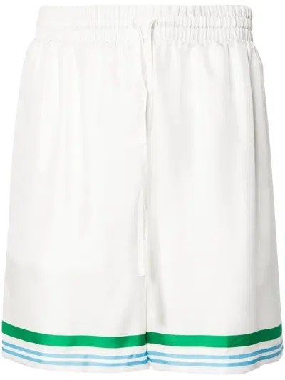 Casablanca Le Jeu Colore Silk Shorts In White