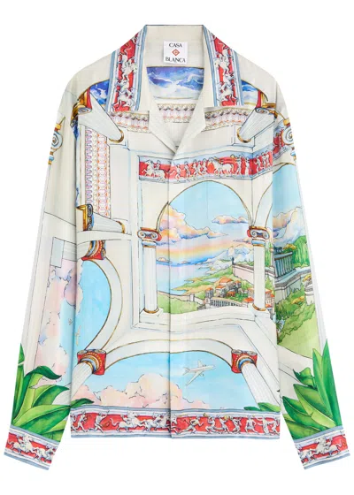 Casablanca Le Passage Printed Silk Shrt In White