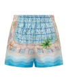 Casablanca Silk Shorts With Graphic Print And Side Pockets In Multi