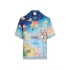 Casablanca Le Pongeon Multicolor Silk Cuban Collar Short Sleeve Shirt