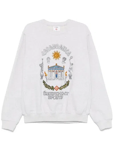 Casablanca Le Temple Du Sport Embroidered Sweatshir In Gray