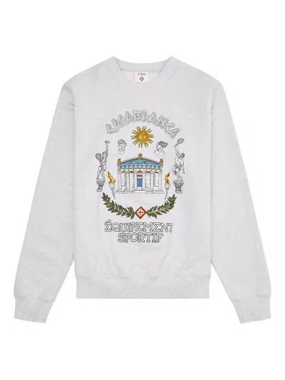Casablanca Le Temple Du Sport Embroidered Sweatshirt In White
