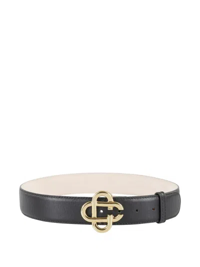 Casablanca Logo-plaque Leather Belt In Black