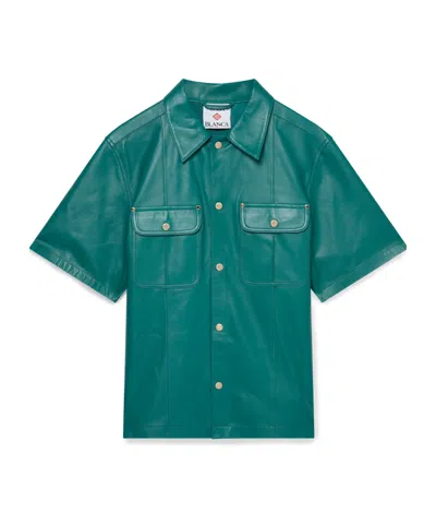 Casablanca Leather Short Sleeve Shirt In Green