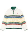 Casablanca Logo-appliquéd Leather-trimmed Jacquard Faux Fur Sweater In White