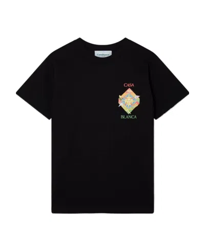 Casablanca Les Elements Organic-cotton T-shirt In Black
