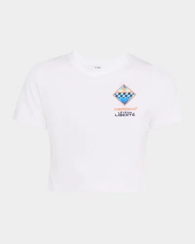 Casablanca Lete En Liberte Print Crop Baby T-shirt