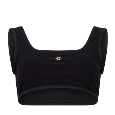 Casablanca Lettering Jacquard Bikini Top In Black
