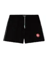 Casablanca Monogram Textured Elastic Waist Drawstring Shorts In Black