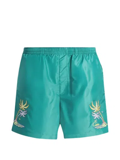 Casablanca Lettering Logo Print Adjustable Waistband Pants In Green